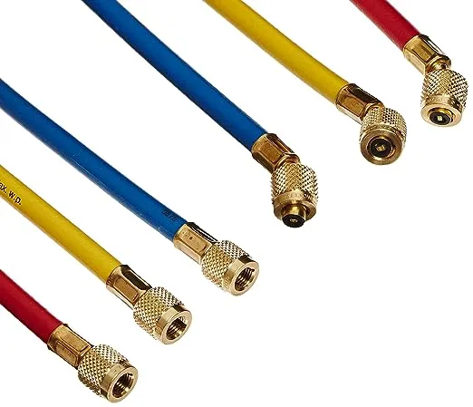Yellow Jacket 21985 Plus II Hose Standard 1/4" Flare Fittings, 60", Red/Yellow/Blue (Pack of 3)