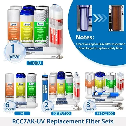 iSpring RCC7AK-UV, NSF Certified, 75GPD 7-Stage Under Sink Reverse Osmosis RO Drinking Water Filtration System with Alkaline Remineralization Filter and UV Ultraviolet Filter