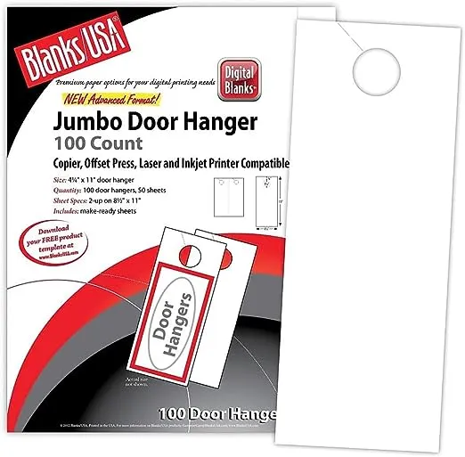 4.25" x 11" Door Hanger on 8.5" x 11", 67 Lb. Bristol Cover, 100/pack