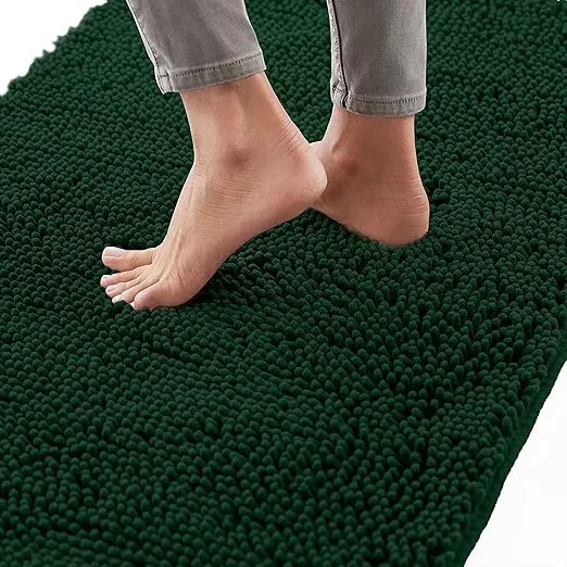Gorilla Grip Bath Rug Mat 30x20, Thick Soft Absorbent Chenille, Rubber Backing Quick Dry Microfiber Mats, Machine Washable Rugs for Shower Floor, Bathroom Runner Bathmat Accessories Decor, Hunter