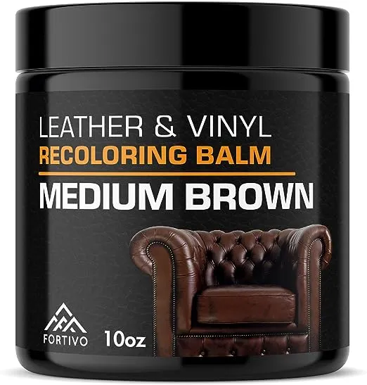 FORTIVO Leather Recoloring Balm, Leather Color Restorer, Leather Restorer for Couches, Leather Scratch Remover, Leather Scratch Repair, Leather Balm, Leather Restorer for Couches and Car Seats 10 oz