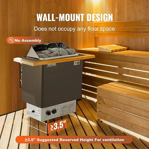 VEVOR Sauna Heater,220V Electric Sauna Stove, Steam Bath Sauna Heater 3h Timer and Adjustable Temp for Max. 176-318 Cubic Feet, (4.5KW) FCC Certification