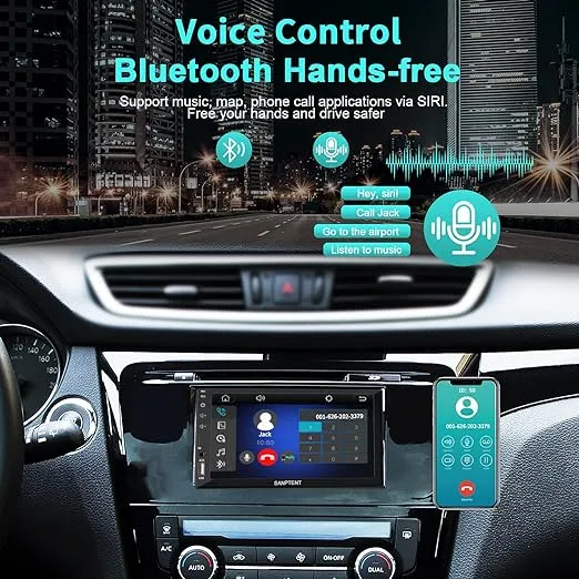 Double Din Car Stereo Radio Audio Receiver Compatible with Apple Carplay, Android Auto, Mirror Link, 7 Inch Full Touchscreen Car Stereo, Backup Camera, Bluetooth, USB/TF/AUX Port, A/V Input, FM