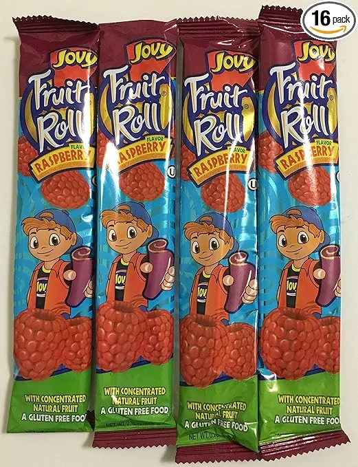 0.75oz Jovy Fruit Roll Snack, Raspberry (16 Single Packets Per Order)