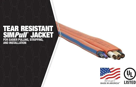 Southwire 63948421 25' 10/3 with ground Romex brand SIMpull residential indoor electrical wire type NM-B; Orange