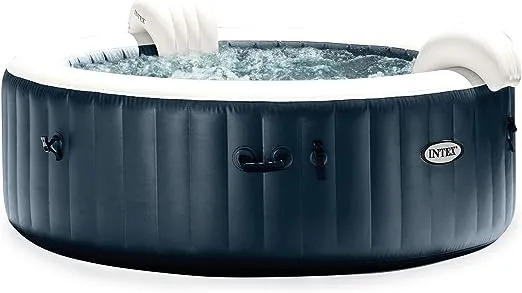 Intex PureSpa Plus 6 Person Portable Durable Inflatable Hot Tub Bubble Jet Spa with Tablet and Mobile Phone Tray Accessory, Cobalt Blue