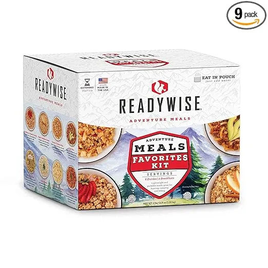 READYWISE - Favorite Kit, 9 Pack, Emergency Food Supply, MRE, Freeze Dried Food, Survival, Camping Essentials, Backpacking Meals, 15-Year Shelf Life