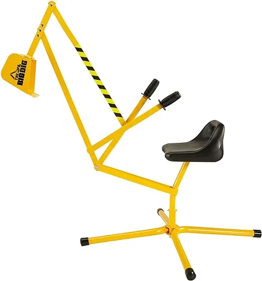 The Big Dig Sandbox Digger Excavator Crane with 360 Degree Rotation with Base Great for Sand, Dirt and Snow, Steel Outdoor Play Toy, Yellow