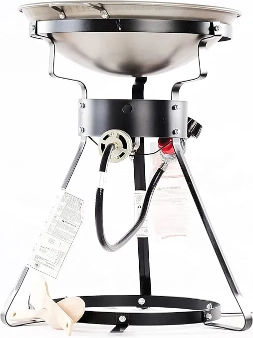 King Kooker 24WC 12" Portable Propane Outdoor Cooker with Wok, 18.5" L x 8" H x 18.5" W, Black