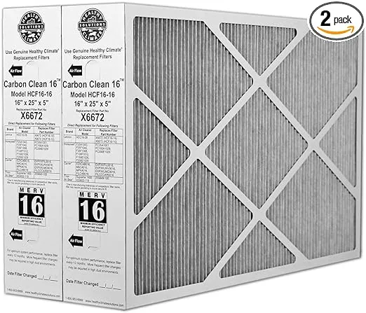 Carbon Coated X6672 Healthy Climate MERV 16 Filter (2 Pack)