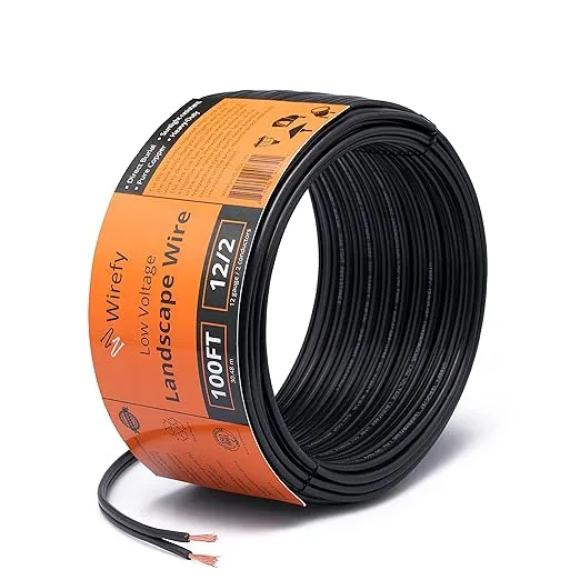 Wirefy 12/2 Low Voltage Landscape Lighting Copper Wire - 12-Gauge 2-Conductor 100 Feet | Low-Voltage Wire | Low Voltage Wiring | Low Voltage Wire 12/2 | Landscape Wire 12 2