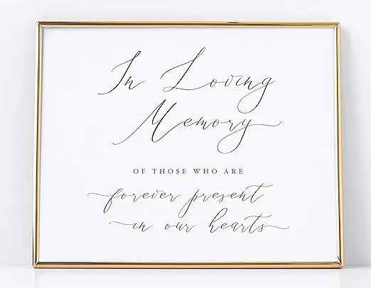 In Loving Memory Sign for Wedding, White with Black Lettering on Professional Thick Linen Cardstock, White Wedding Decoration, Elegant Minimalist Style