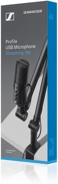 Sennheiser Professional Profile USB Microphone Streaming Set with Boom Arm, 3 m USB-C Cable & Mic Pouch