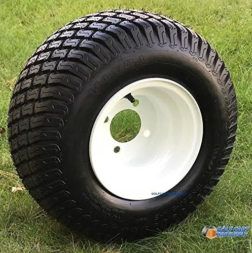 8" WHITE Steel Golf Cart Wheels and 18x8.50-8" Turf/Street Golf Cart Tires - Set of 4