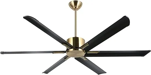 reiga 72 Inch Indoor Outdoor Black Gold 6 Aluminum Metal Blades Extra Large Modern Ceiling Fan with Remote Control, 6 Speeds, Timer, Reversible Airflow DC Motor for Patio, Living Room (IP44)