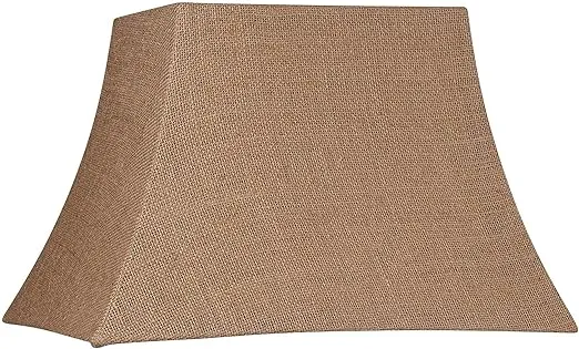 Natural Burlap Medium Rectangle Lamp Shade 10" Wide x 7" Deep at Top and 16" Wide x 12" Deep at Bottom and 11" Slant x 10.5" H (Spider) Replacement with Harp and Finial - Springcrest