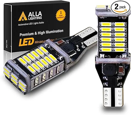 Alla Lighting 912 921 LED Bulbs for Back-up Reverse Lights, 6000K Xenon White CAN-BUS 4014 30-SMD T10 T15 906 W16W 921K 922, 360° Light Backup, Cargo Lights Replacement, Extremely Super Bright