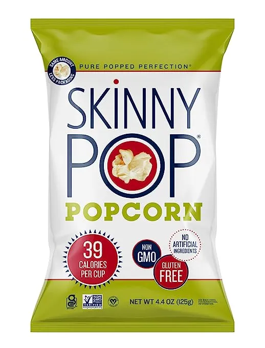 SkinnyPop Original Popcorn, 4.4oz Grocery Size Bags, Skinny Pop, Healthy Popcorn Snacks, Gluten Free
