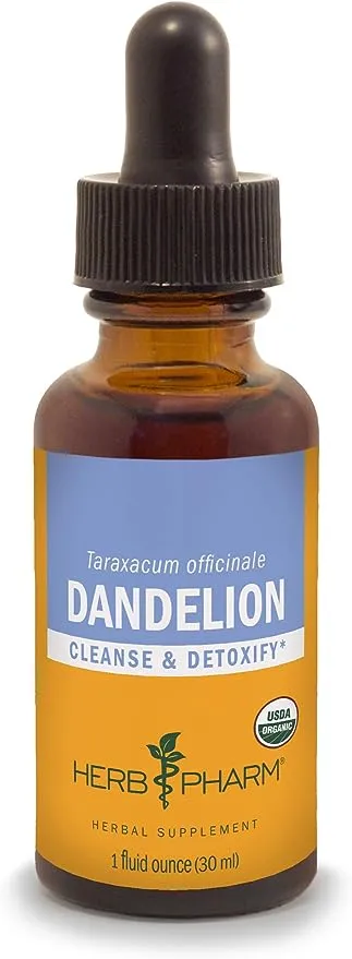 Herb Pharm Certified Organic Dandelion Liquid Extract for Cleansing and Detoxification, Organic Cane Alcohol, 1 Ounce