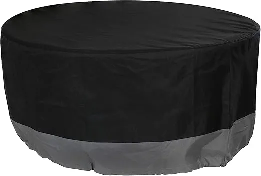 Sunnydaze Heavy Duty Round Outdoor Fire Pit Cover with Drawstring - 300D Polyester Material - Black/Gray - 36-Inch x 12-Inch