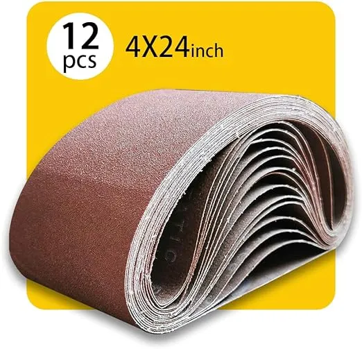 4x24 4 x 24 Sanding Belt Pack 4-Inch x 24-Inch,12 Pcs(4 Each of 80 120 150 Grits) Aluminum Oxide for Sander