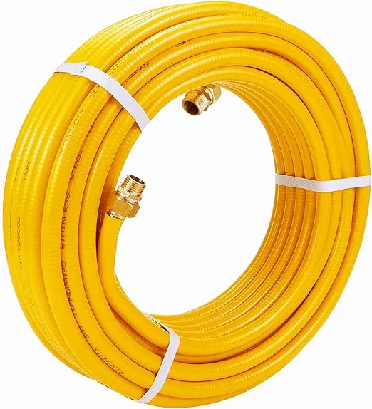 CSST Corrugated Stainless Steel Tubing 37 Ft 1/2" Flexible Natural Gas Line Pipe Propane Conversion Kit Grill Hose with Male Adapter Fittings
