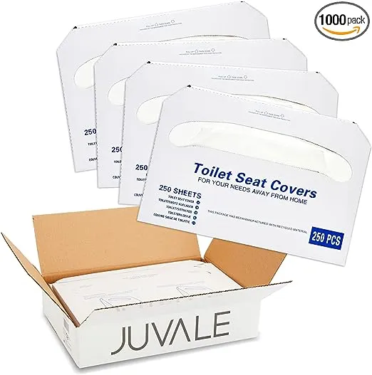 4 Pack of 250 Pieces Disposable Toilet Seat Covers, Flushable Paper Cover for Bathroom, Travel Accessories, Kids, Adults, 14 x 16 In (1000 Pack)