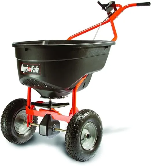 Agri-Fab 45-0462 Push Broadcast Spreader,Orange & Black,130-lb Capacity