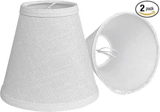 Double Mini Small White Barrel Lamp Shades Clip On Bulb, TOOTOO STAR Barrel Fabric Lampshade for Table Chandeliers Wall Floor Lamp Replacement, 3x6x5 Inch, Set of 2 (White 2 PCS Pack)