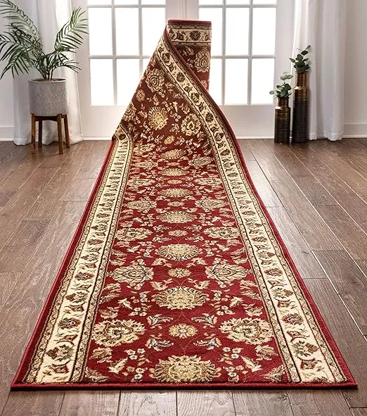 Well Woven Custom Size Hallway Runner- Choose Your Length - Sultan Sarouk Red Oriental Traditional 31 Inch Wide x 20 Feet Long Runner