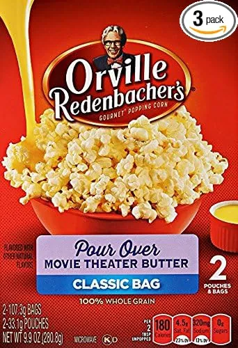 Orville Redenbacher's Pour Over Movie Theater Butter 2 Count Classic Bag (3 Boxes - 6 TOTAL Bags)