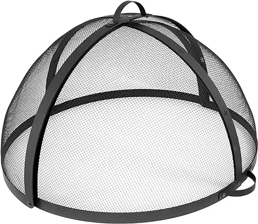 Sunnydaze Easy-Opening, Heavy-Duty Fire Pit Spark Screen Cover with Hinged Door - 24-Inch Diameter