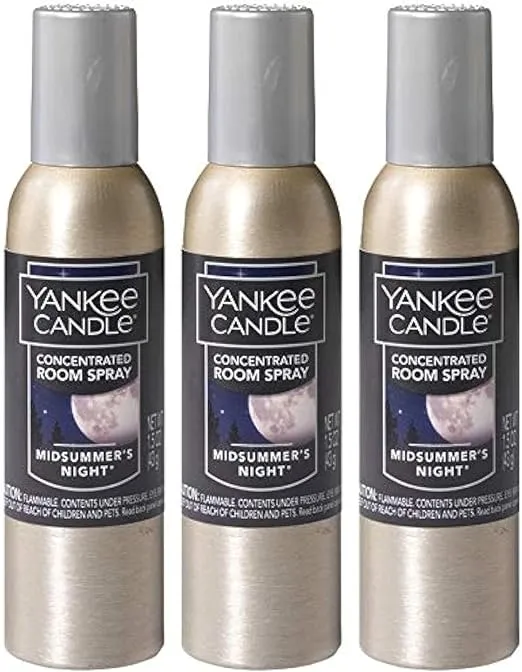 Yankee Candle Concentrated Air Freshener Room Spray, Odor Eliminator for Home, Bathroom, Midsummer's Night, 1.5 Oz (Pack of 3)