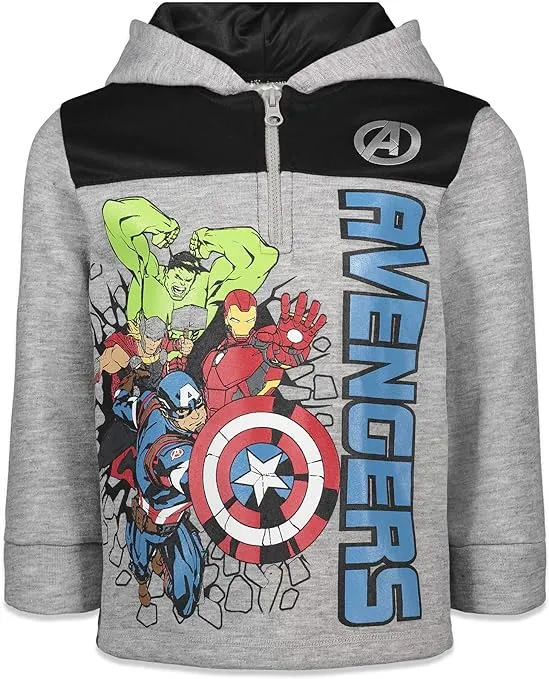Marvel Spider-Man Spider-Verse Avengers Hulk Black Panther Miles Morales Fleece Half Zip Hoodie Toddler to Big Kid