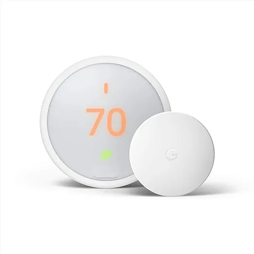 Google Nest Thermostat E - Smart Thermostat + Google Nest Temperature Sensor Bundle - White