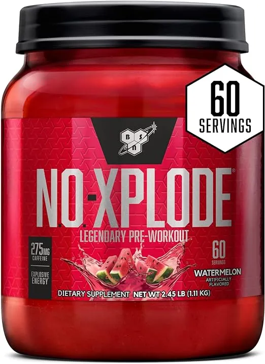BSN N.O.-XPLODE Pre Workout Powder, Energy Supplement for Men and Women with Creatine and Beta-Alanine, Flavor: Watermelon, 60 Servings