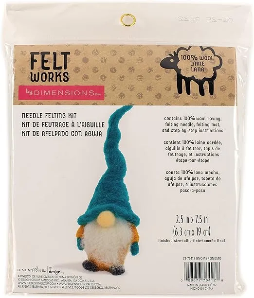 Dimensions Gnome Needle Felting Starter Kit, 2.5" x 7.5", 4 Piece
