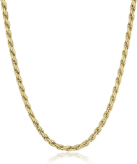Amazon Essentials Sterling Silver Diamond Cut Rope Chain Necklace (previously Amazon Collection)