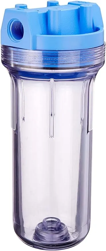 Pentair Pentek 150072 Traditional Standard Filter Housing, 3/4" NPT #10 Clear Water Filter Housing with Mounting Bracket Cap, 10-Inch, Blue/Clear
