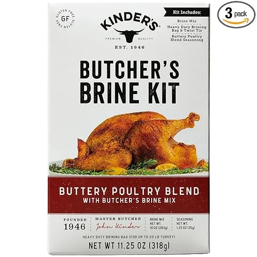 Kinder's Butcher's Turkey Brine and Rub Kit with Brining Bag, Garlic and Herb, 12-ounces