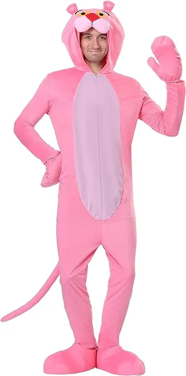 The Pink Panther Adult Costume with Hooded Jumpsuit, Mitts, Tail, and Shoe Covers - Officially Licensed