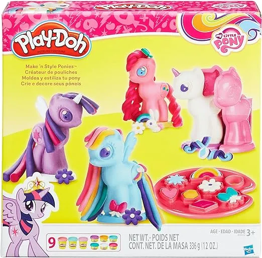 Play-Doh Make 'n Style Ponies Playset, My Little Pony Figures, 9 Colors, Kids Arts & Crafts Set, Preschool Toys, Christmas Gifts for Girls & Boys, Ages 3+ (Amazon Exclusive)