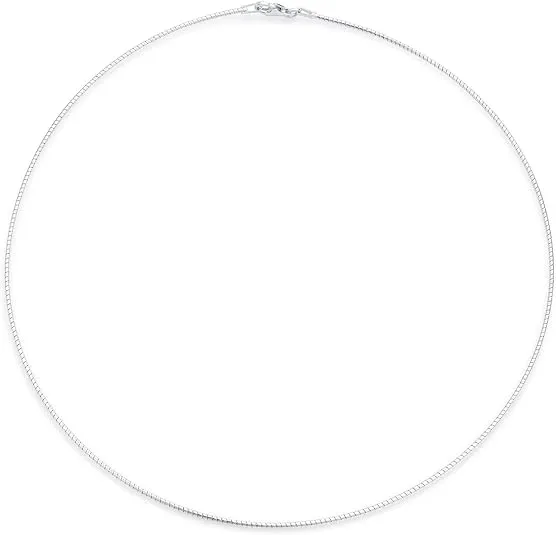 Basic Simple Thin 1 MM Slider Omega Cubetto Chain Snake Choker Flex Collar Necklace For Women 14K Gold Plated .925 Silver Sterling Add Pendant 16 Inch 18 Inch