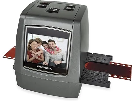 Magnasonic All-in-One High Resolution 24MP Film Scanner, Converts 35mm/126KPK/110/Super 8 Films, Slides, Negatives into Digital Photos, Vibrant 2.4" LCD Screen, Impressive 128MB Built-in Memory