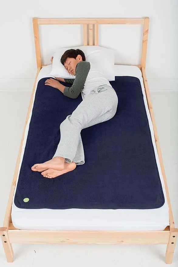 PeapodMats Bedwetting & Incontinence Waterproof Bed Mat - Reusable Underpad. Secure Placement & Breathable. Washable. Enviro Friendly 3x5 (Navy Blue) Mattress Protector & Pee Pad for Kids & Adults
