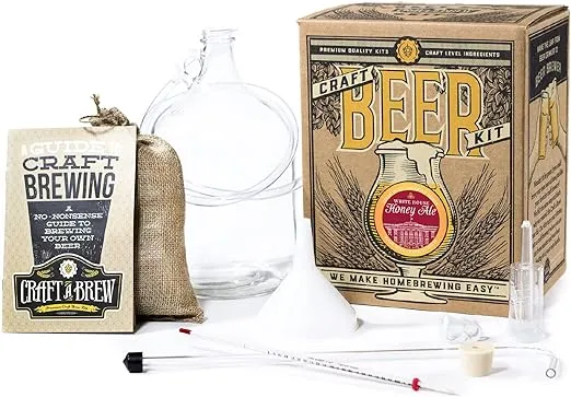 Craft A Brew - White House Honey Ale - Beer Making Kit - Make Your Own Craft Beer - Complete Equipment and Supplies - Starter Home Brewing Kit - 1 Gallon