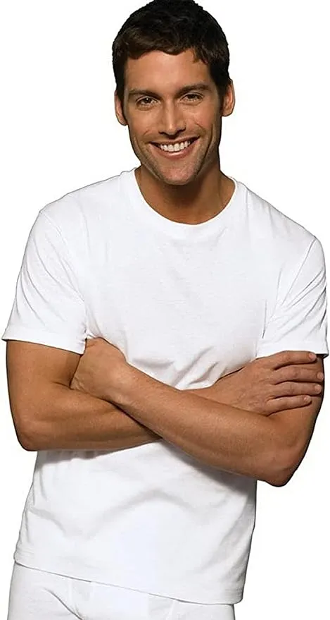 Hanes 6-Pk Men's Size Large (42-44) 100% Ring Spun Cotton Tagless T-Shirts White