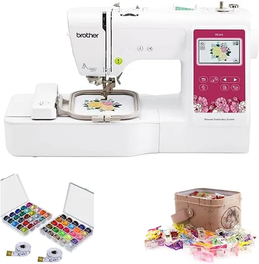 Brother Elite PE545 3.7-Inch LCD Touch Display Computerized Embroidery Machine with Sewing Bundle (3 Items)