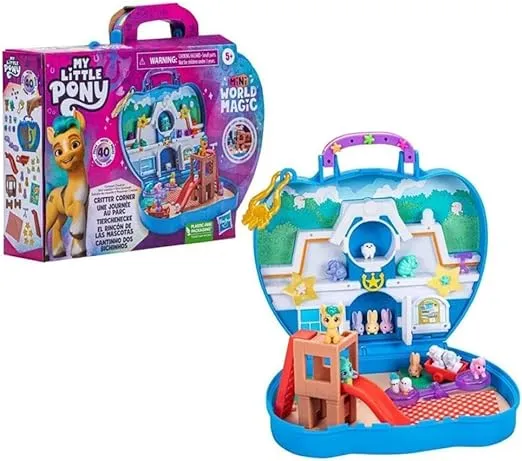 My Little Pony Mini World Magic Compact Creation Critter Corner Toy, Buildable Playset with Hitch Trailblazer Pony for Kids Ages 5 and Up