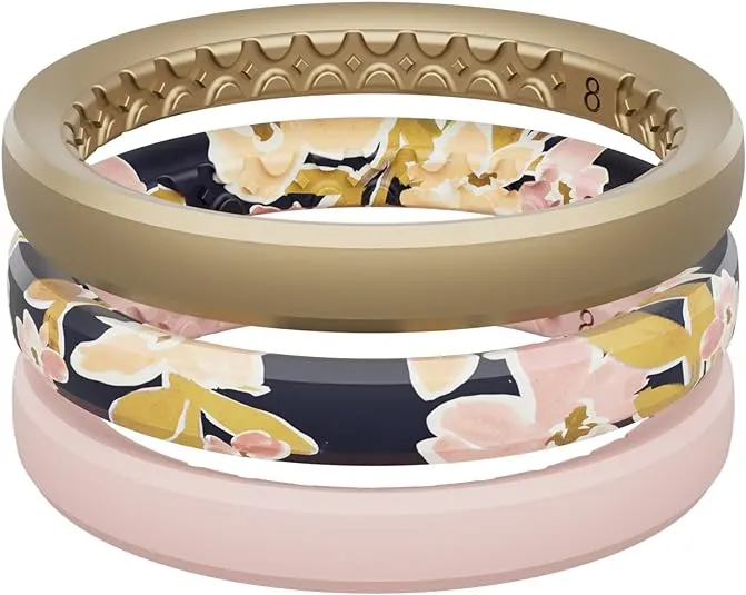 Groove Life Stackable Rings - Breathable Silicone Wedding Rings for Women, Lifetime Coverage, Unique Design, Comfort Fit Ring